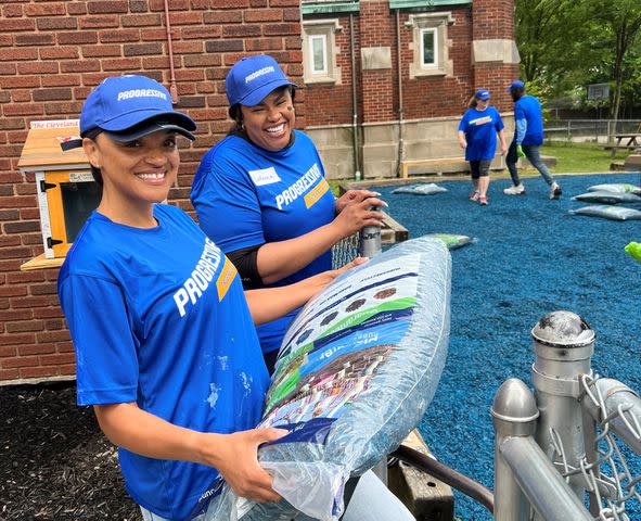 <p>The Progressive Corporation</p> Progressive employees volunteer at the Family Promise of Greater Cleveland last June.