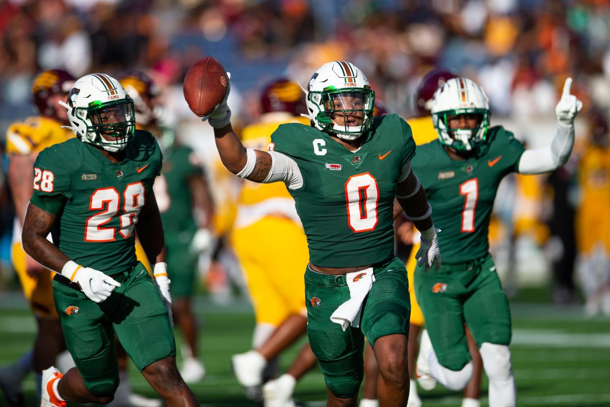 The Florida A&M Rattlers lead the Bethune Cookman Wildcats 17-0 at halftime of the Florida Classic at Camping World Stadium on Saturday, Nov. 18, 2023.