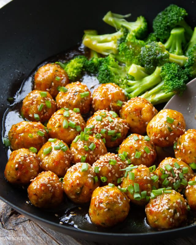 <p>Woon Heng</p><p>These teriyaki tofu balls are made from firm tofu that has great crunch from infusesd vegetables and nuts.</p><p><strong>Get the recipe: <a href="https://woonheng.com/vegan-teriyaki-tofu-balls/" rel="nofollow noopener" target="_blank" data-ylk="slk:Teriyaki Tofu Balls;elm:context_link;itc:0;sec:content-canvas" class="link "><em>Teriyaki Tofu Balls</em></a></strong></p>