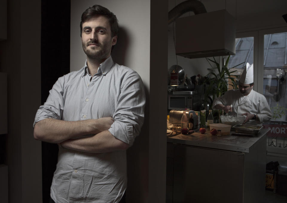 Stephen Leguillon of La Belle Assiette photographed in a Parisian home while testing out the cuisine of a new chef.