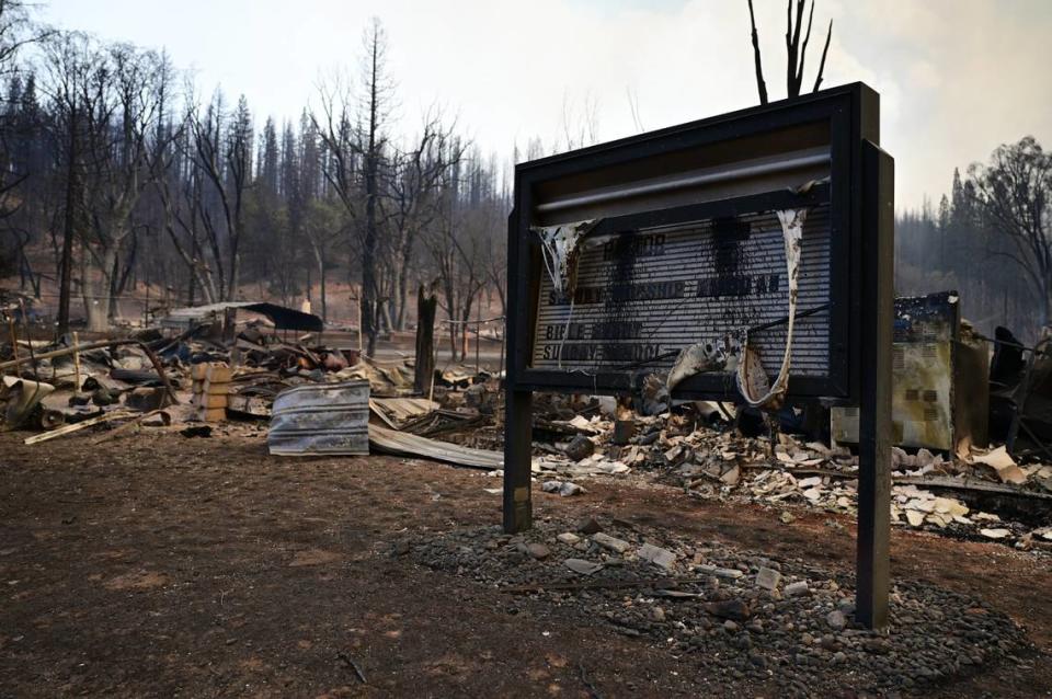 The First Lutheran Church of Greenville is reduced to rubble Thursday, Aug. 5, 2021, after it was destroyed in the Dixie Fire.