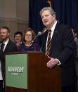 Republican incumbent Sen. John Kennedy addresses supporters during his election night party, Tuesday, Nov. 8, 2022, at Louisiana State University in Baton Rouge, La. (Hilary Scheinuk/The Advocate via AP)