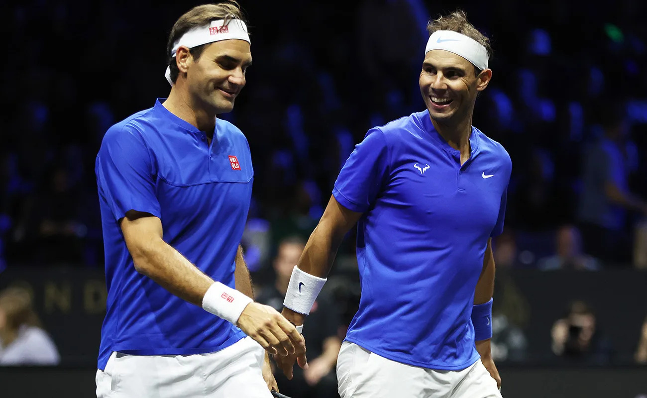 Roger Federer and Rafa Nadal at the Laver Cup in 2022.