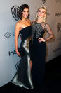 <p>Nina Dobrev and Julianne Hough walk the carpet together at the InStyle soiree. (Photo: Joe Scarnici/Getty Images for InStyle) </p>