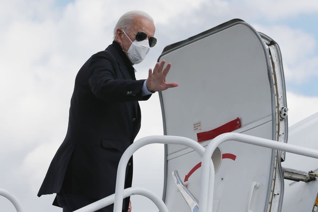 Democratic presidential nominee has begun speaking at events with his mask on. (Getty Images)