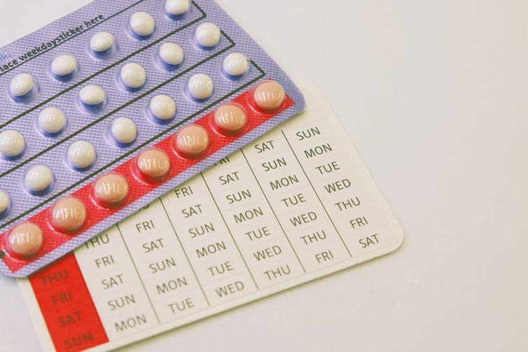 <span class="caption">Some brands, such as this one, have placebo pills rather than a pill-free break.</span> <span class="attribution"><a class="link " href="https://www.shutterstock.com/image-photo/contraceptive-birth-control-pill1-tablet-contains-1010733040?src=7XZs3fj15XogP8bx3FaiBQ-1-10" rel="nofollow noopener" target="_blank" data-ylk="slk:Vitahima/Shutterstock.com;elm:context_link;itc:0;sec:content-canvas">Vitahima/Shutterstock.com</a></span>