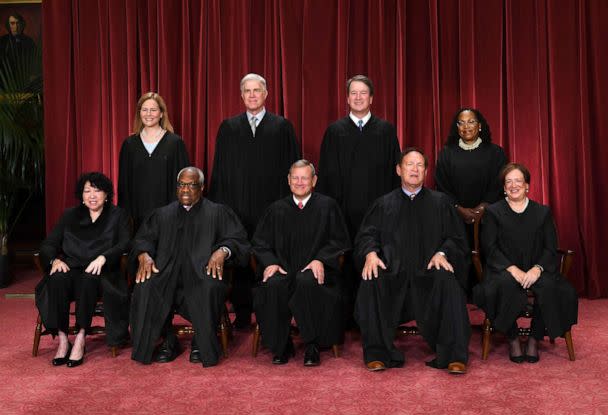 PHOTO: Justices of the US Supreme Court pose for their official photo at the Supreme Court in Washington, D.C., Oct. 7, 2022. (Olivier Douliery/AFP via Getty Images)