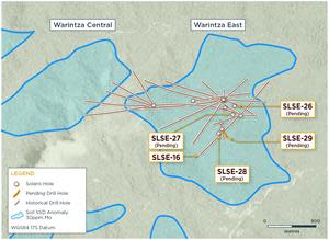 Figure 2 – Plan View of Warintza East Drilling Released to Date