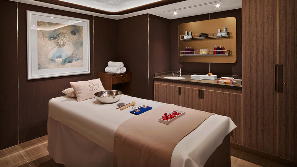 A treatment room in the Ovation's luxurious spa.