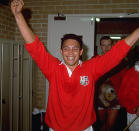 English winger Rory Underwood celebrates the famous come-from-behind series win.