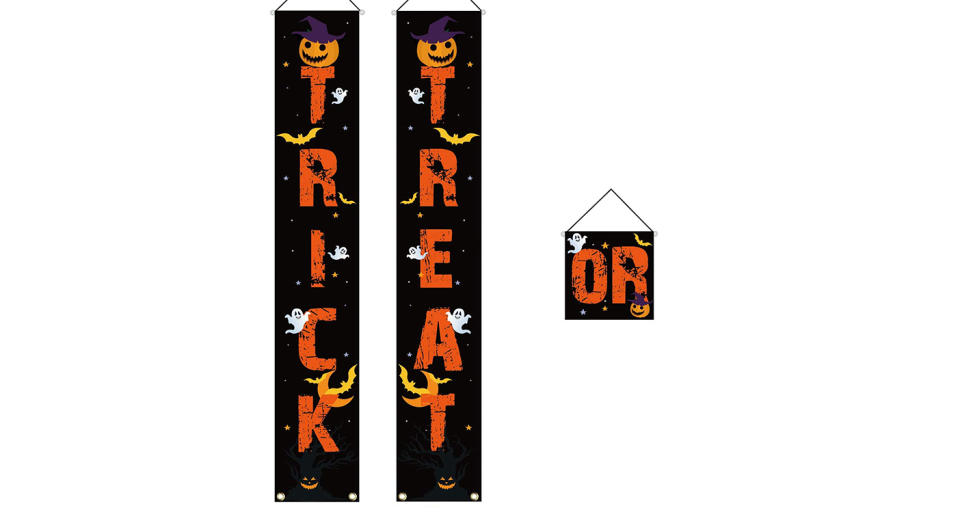 HusDow Hallowen Door Decorations Trick or Treat Banner