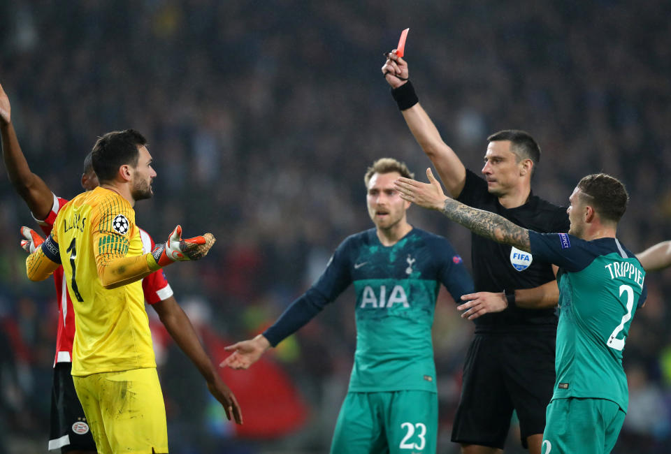 Lloris’ inconsistent year continued with his late red card