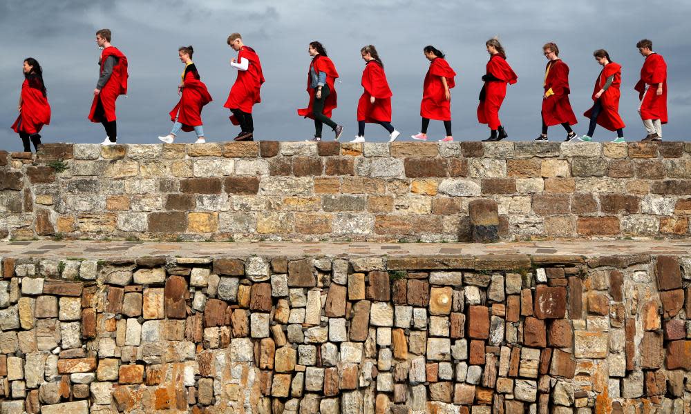 New students on the St Andrews University ‘pier walk’.