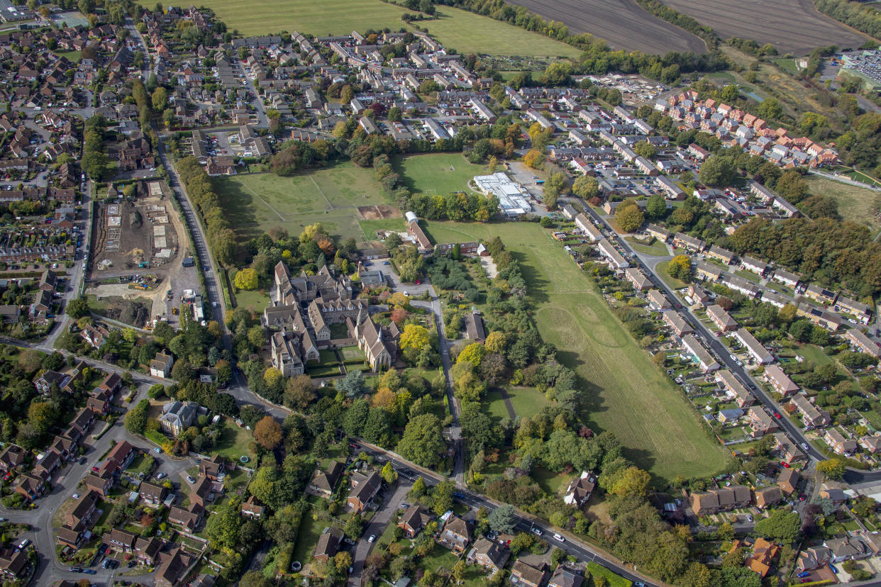 OXFORDSHIRE, UNITED KINGDOM. OCTOBER 2018. An aerial photograph of St Marys Convent on October 7th 2018. This Anglican Community dates back to 1848, it is located on Challow and Denchworth Road,  Wantage, 12 miles south west of Oxford. Aerial Photograph by David Goddard/Getty Images)