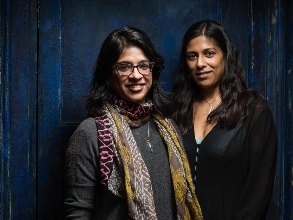 Playwright Lolita Chakrabarti and Rubasingham during rehearsals for ‘Red Velvet’ (Justin Sutcliffe)