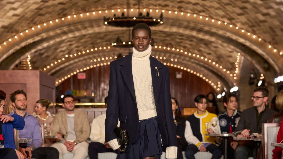 As models walked, the Grand Central Oyster Bar’s tiled and arched ceilings, glinting with golden light, amplified Questlove’s high-energy soundtrack — and a performance from Jon Batiste. - Filippo Fior/Tommy Hilfiger