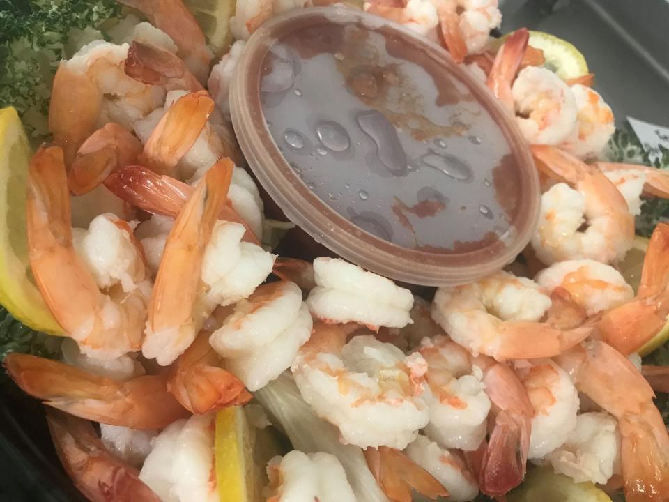 A shrimp cocktail platter from Ahearn's Seafood Market in Waretown.