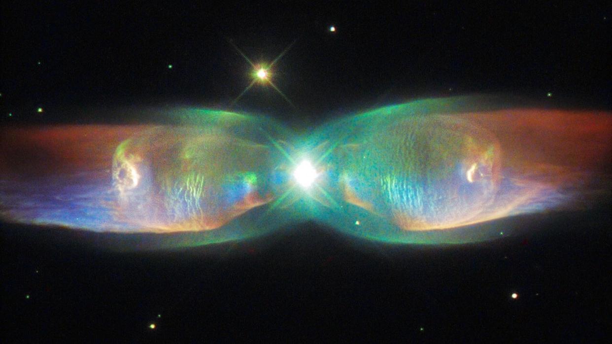  A Hubble Space Telescope image of the Twin Jet Nebula, . 