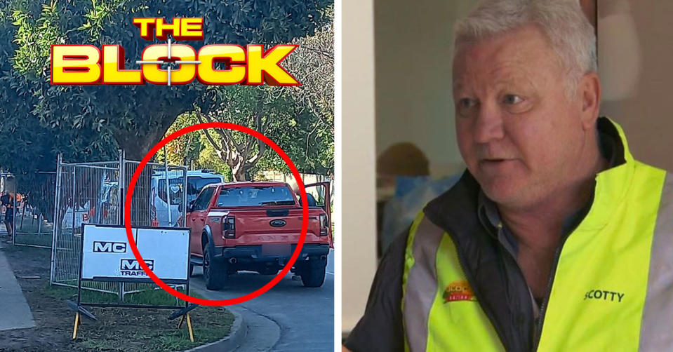 L: A vehicle parked in an 'illegal way'. R: Scott Cam on The Block 