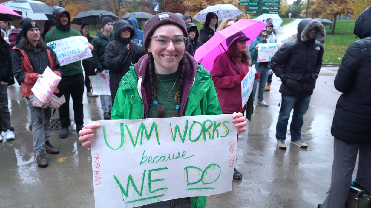 On Oct. 30, 2023, University of Vermont graduate student workers rallied on campus in support of forming a union.