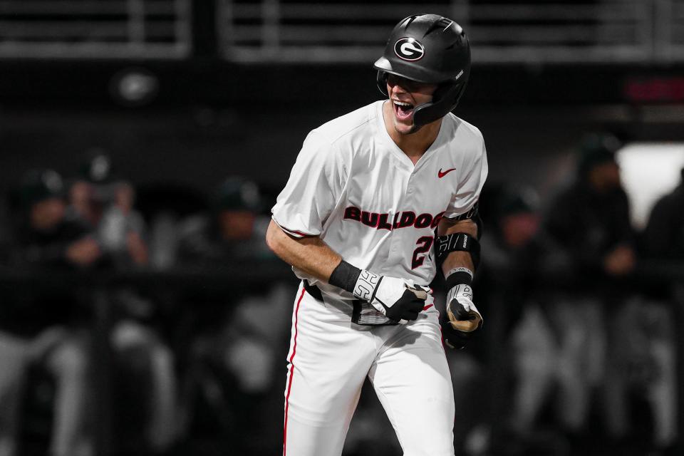 Georgia first baseman and outfielder Charlie Condon (24) during Georgia’s game against Stetson at Foley Field in Athens, Ga., on Wednesday, Mar. 6, 2024. (Kari Hodges/UGAAA)