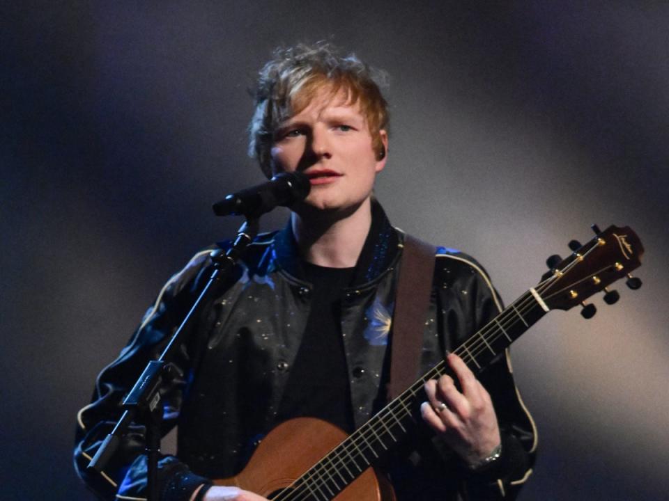 Sheeran performing at the Brit Awards 2022 (Getty Images)