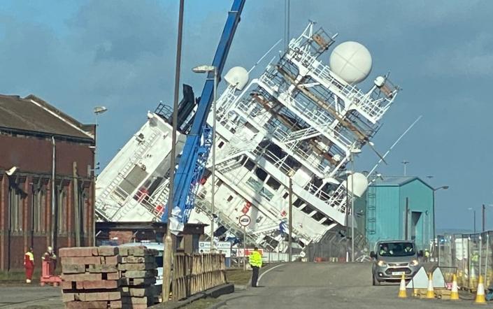 Ship topples in Leith dry dock, leaving several injured