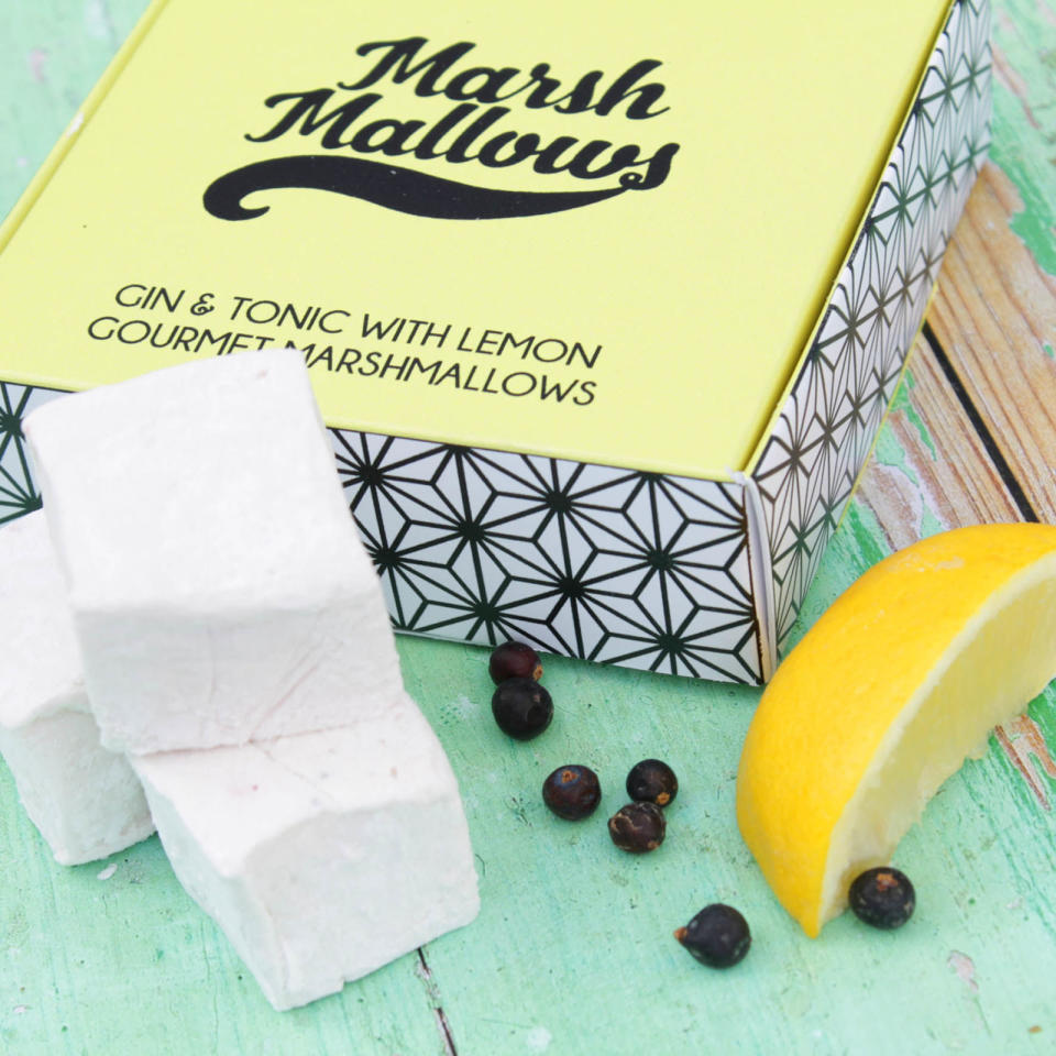 <p>Described as 'totally unusual and delicious', these gourmet marshmallows are made with actual Gin & Tonic with added lemon for a sweet citrusy blast!<br></p><p><strong>BUY NOW: <a rel="nofollow noopener" href="https://www.notonthehighstreet.com/hearthandheritage/product/gin-and-tonic-gourmet-marshmallows" target="_blank" data-ylk="slk:Gin And Tonic Gourmet Marshmallows by Hearth & Heritage Ltd, £10.99, Notonthehighstreet.com;elm:context_link;itc:0;sec:content-canvas" class="link ">Gin And Tonic Gourmet Marshmallows by Hearth & Heritage Ltd, £10.99, Notonthehighstreet.com</a></strong></p>