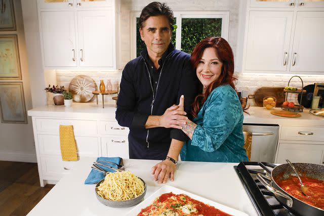 <p>Renee Silverman</p> Carnie Wilson and John Stamos on the set of 'Sounds Delicious'