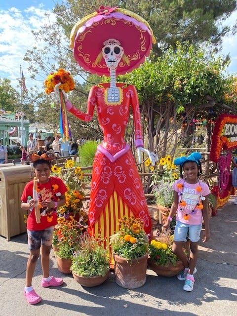 the author's daughters in front of the display