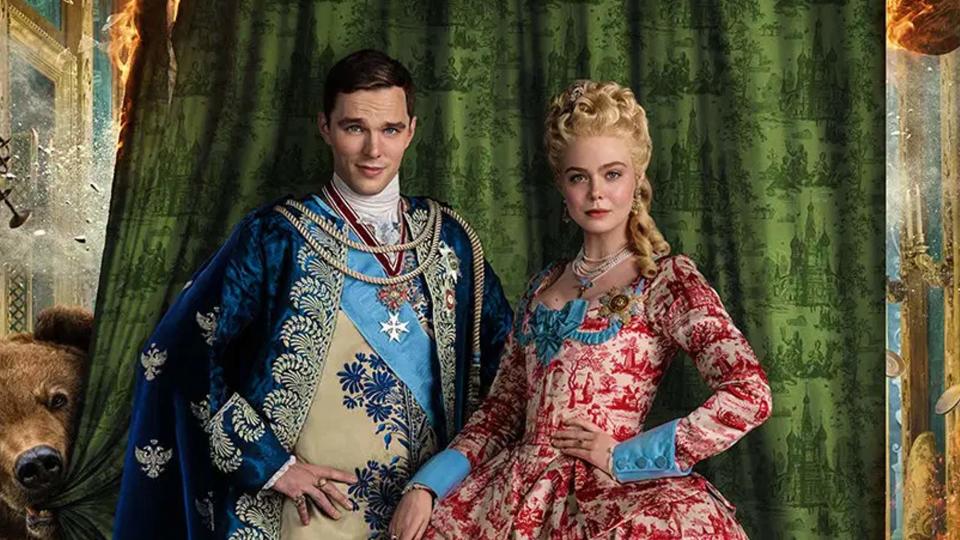 The Great season 3 poster featuring Nicholas Hoult as Peter and Elle Fanning as Catherine