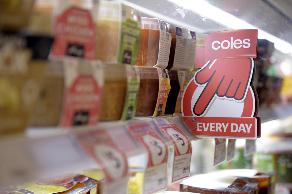 Image of Coles supermarket shelf where Dose & Co collagen supported by Khloe Kardashian is sold