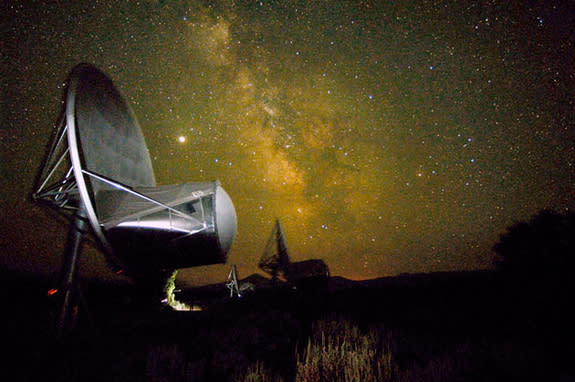 Antennas of the Allen Telescope Array have been used to study signals from remote galaxies, supernova remnants, extrasolar planetary systems, and the interstellar medium. Each antenna is about 20 feet wide. A new contracted job is to assist the