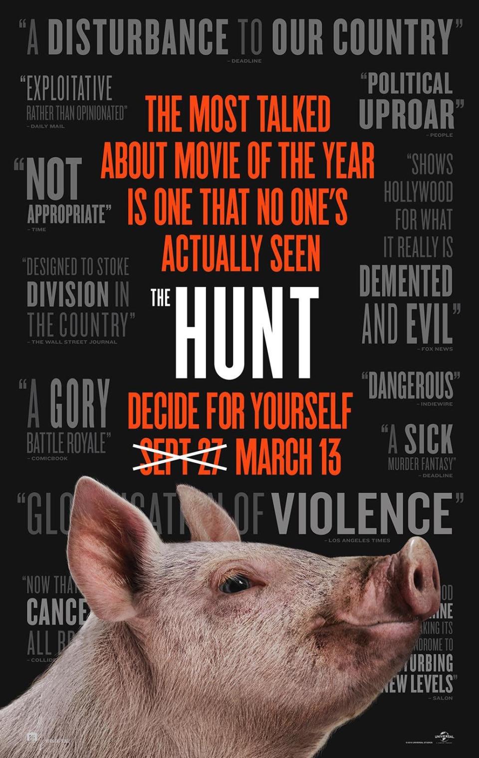 The Hunt universal blumhouse release date trailer poster controversy