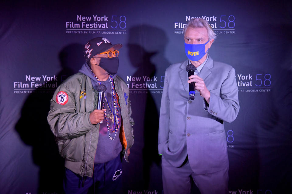 Spike Lee and David Byrne at the New York Film Festival on Oct. 4. (Photo: Michael Loccisano via Getty Images)