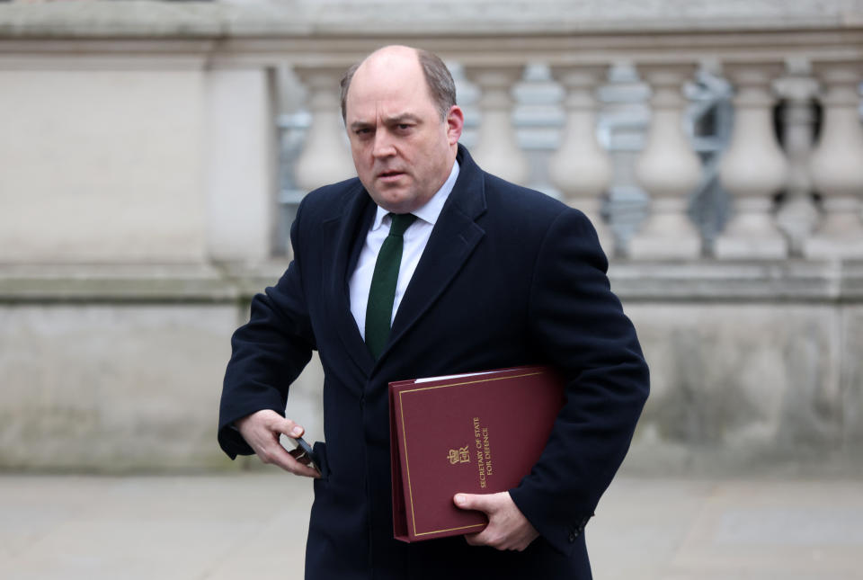 Defence secretary Ben Wallace leaving the Cabinet Office in Whitehall, London.