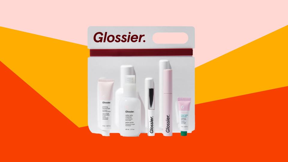 This Glossier gift set includes bestselling skincare and makeup—and it's bound to sell out.