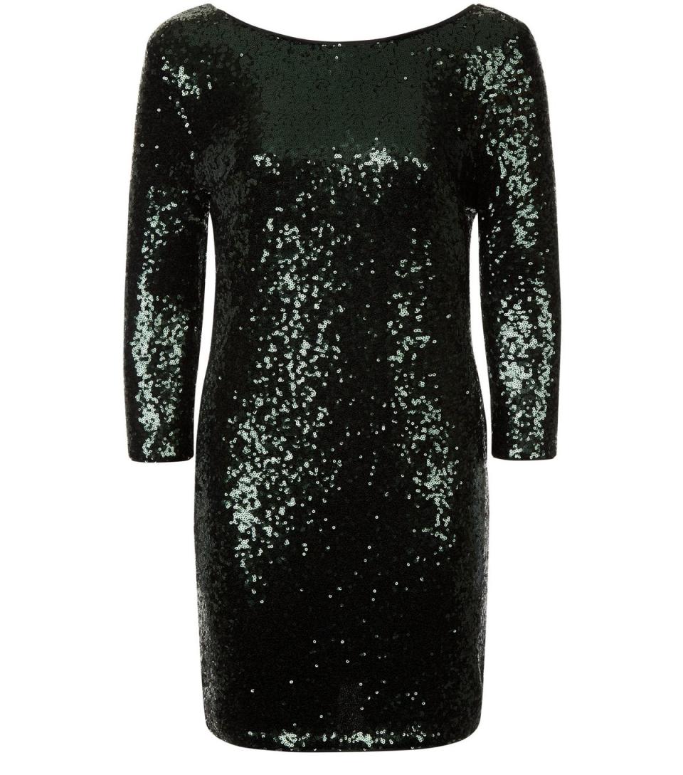 Dark Green Sequin Bodycon Dress