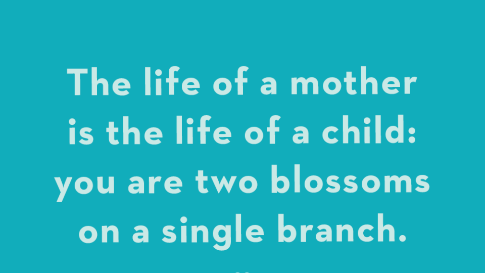 the life of a mother is the life of a child you are two blossoms on a single branch