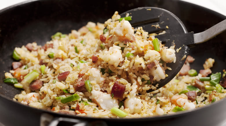 Fried rice in a wok