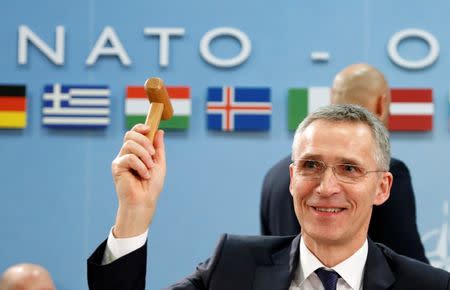 NATO Secretary-General Jens Stoltenberg chairs a NATO-Georgia defence ministers meeting at the Alliance headquarters in Brussels, Belgium February 16, 2017. REUTERS/Francois Lenoir