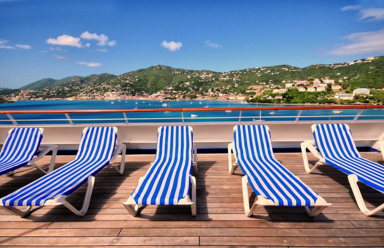 Striped chairs on cruise deck