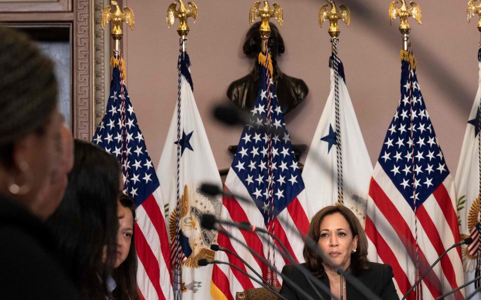 Vice President Kamala Harris speaks on reproductive rights during a roundtable meeting with civil rights and pro-choice advocates - AFP