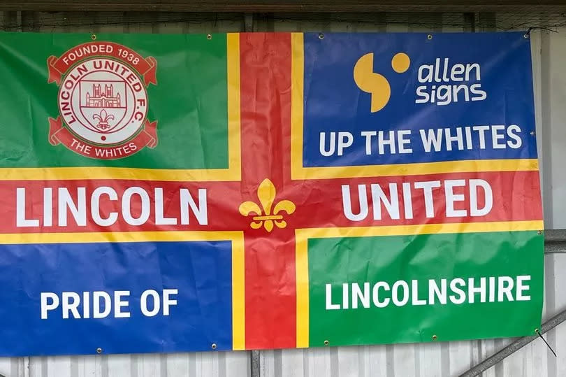 A Lincoln United flag proudly on display at Ashby Avenue