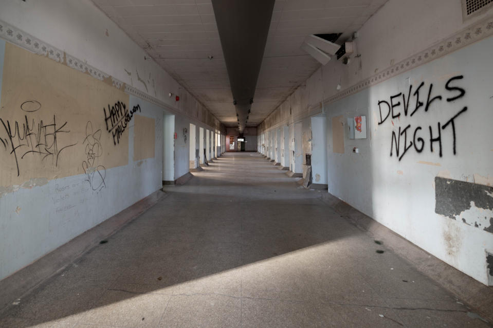 Hallway of an asylum for the criminally insane