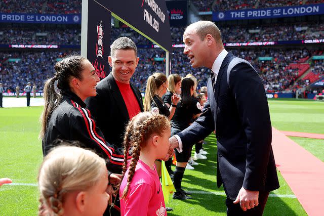 &lt;p&gt;Eddie Keogh - The FA/The FA via Getty &lt;/p&gt; Prince William shakes hand with Katie Zelem of Manchester United