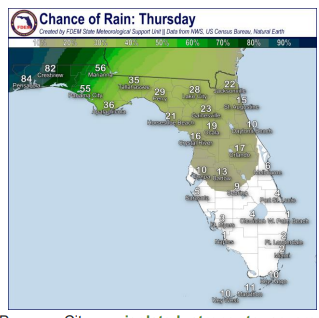 Rain chances across Florida Jan. 25, 2024.