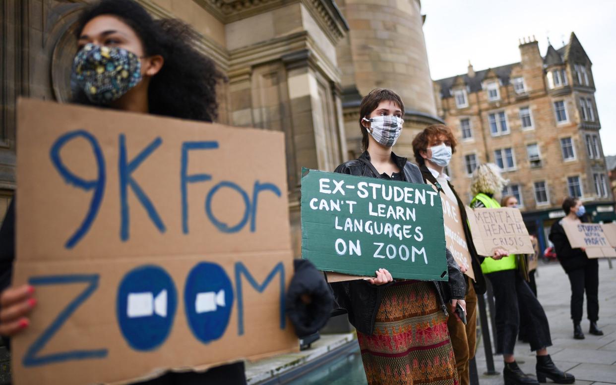 Zoomed out: Edinburgh University students protest in the light of the Covid -19 pandemic - Jeff J Mitchell/Getty Images Europe