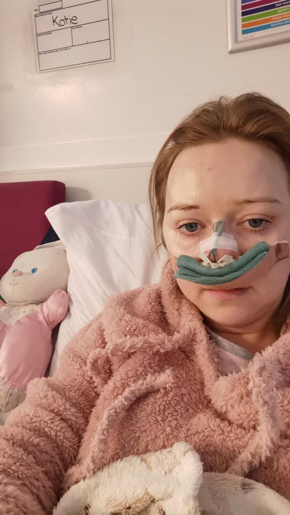 Katie Dunn after her second surgery (Brain Tumour Research / SWNS)