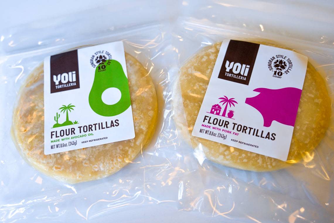 Yoli sells two types of flour tortillas: one made with pork fat, and a vegan version made with avocado oil.